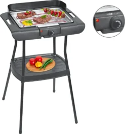 Clatronic BQS 3508 Barbecue-Standgrill, Verchromter Grillrost, Windschutz, Zwischenablage, Cool Touch-Gehäuse, Schwarz, 2000 Watt -Günstiges Laube Lust Geschäft 584fa4ad0c587e67bef9932d396e6973