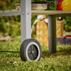 Grillwagen Holzkohlegrill BBQ Grill Inkl. Räder Ablagen Grillspieß Windschutz Garten Terrasse Campingrill Fahrbar -Günstiges Laube Lust Geschäft 586e03151ab7bcf83c2c1efd8e5541e9