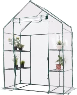 COSTWAY Gewächshaus Mit Regalen & Reißverschlüssen, Treibhaus UV-beständig Foliengewächshaus, 143x73x195cm, Transparent -Günstiges Laube Lust Geschäft 58ae36f2b39230a3f3decbedb75f410f