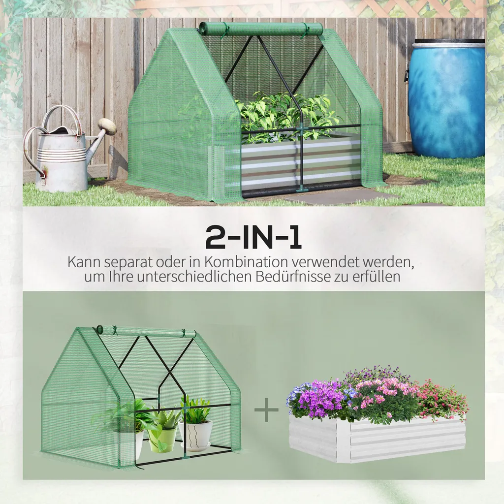Outsunny Foliengewächshaus Frühbeet Mit Tür Zum Aufrollen Gewächshaus Treibhaus Tomatenhaus 127 X 95 X 92 Cm Grün 6 Outsunny Foliengewächshaus Frühbeet Mit Tür Zum Aufrollen Gewächshaus Treibhaus Tomatenhaus 127 X 95 X 92 Cm Grün – Bild 4