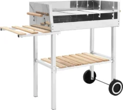 VidaXL XXL Holzkohlegrill Grillwagen Mit 2 Regalen Edelstahl