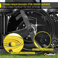 Craftfull Benzinrasenmäher CR-196-10E, 53 Cm Schnittbreite, Benzin Rasenmäher Mit Radantrieb Inkl. Elektrostarter & Rasenkamm, 196 Cc, 4,4 KW / 6PS, Euro 5 Norm, 5in1, Marken Motor, GT-Markengetriebe, 8 Stufen Höhenverstellbar, 62 Liter Fangsack, Easy-Clean-Funktion -Günstiges Laube Lust Geschäft 5ade610dbc7b57255f81b04555a7226f