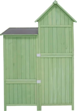 Flieks Geräteschrank Holz Gartenschrank Wetterfest, Geräteschuppen Gartenhaus Klein, Gerätehaus Gartengerätehaus, 118.5x54.3x 173 Cm -Günstiges Laube Lust Geschäft 5c43f9f3c4d8824c84a6b4e682123134