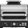 Ninja AG651EU Foodi MAX PRO Grill & Heißluftfritteuse, 7 Zubereitungsfunktionen, 2 Grillplatten, 3,8 L - Silber/Schwarz