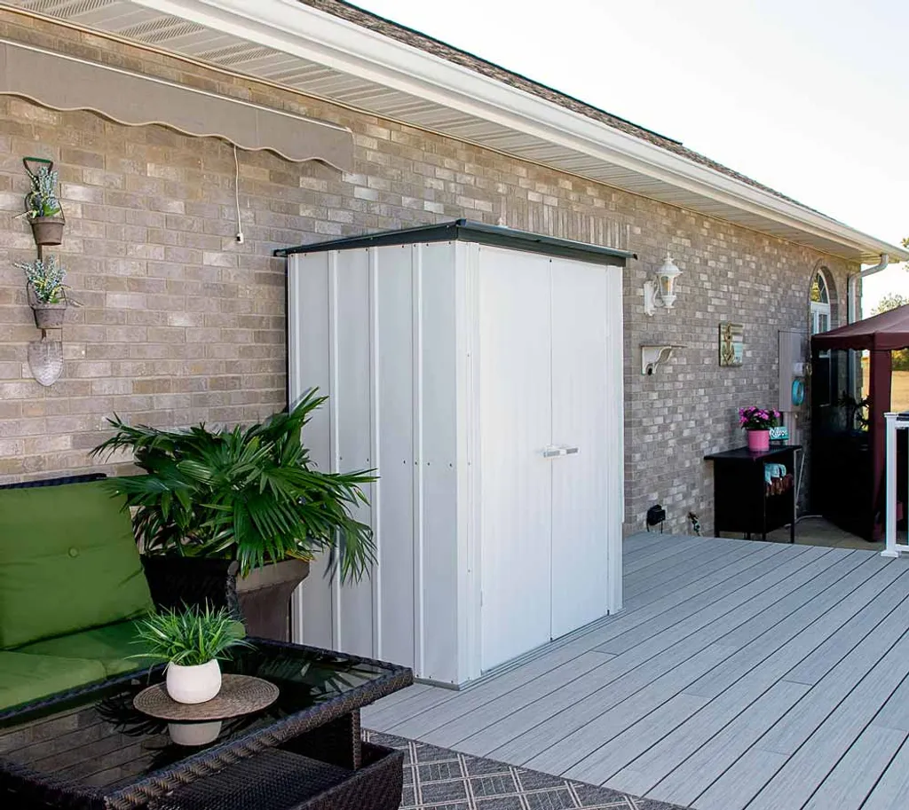 Spacemaker Metall Geräteschrank "5 X 3", Gartenaufbewahrung Lichtgrau 1,4 M² 5 Spacemaker Metall Geräteschrank "5 X 3", Gartenaufbewahrung Lichtgrau 1,4 M² – Bild 3