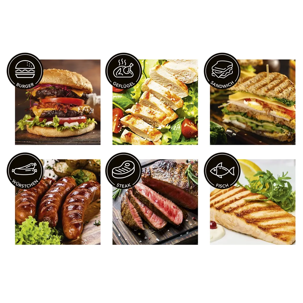 Kontaktgrill Tischgrill Sandwichtoaster Mit 6 Programmen - 2000W MAXXMEE 17 Kontaktgrill Tischgrill Sandwichtoaster Mit 6 Programmen - 2000W MAXXMEE – Bild 15