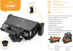 ETA LIVERO Elektrischer Kontaktgrill ETA415590000, 1600 W, Temperaturregelung 140 °C - 280 °C - 3 Betriebspositionen, 2x Abtropfschale -Günstiges Laube Lust Geschäft 605a5e0793fafa2724460c53e76077be