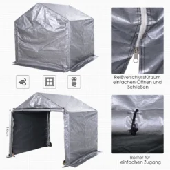 Outsunny Foliengerätehaus, Gerätehaus Im Garten, Foliengarage, Galvanisierter Stahl, PE, Grau 2 X 2 X 2 M -Günstiges Laube Lust Geschäft 612537c7cf07a68c9c9de91c710cafa4