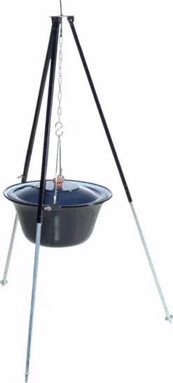 Acerto - Ungarisches Dreibein 1,20m Mit 6 L Gulaschkessel Emailliert Feldküche Glühwein