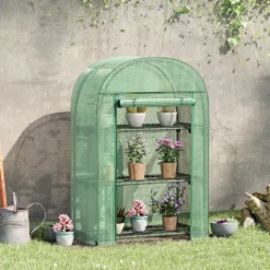 Outsunny Foliengewächshaus Balkon Mit 4 Ablagen Mini Gewächshaus Treibhaus Tomatenhaus Pflanzenhaus Frühbeet Metall Grün 80 X 49 X 120 Cm -Günstiges Laube Lust Geschäft 638f5846f52d09b775f293bfcc1a870e