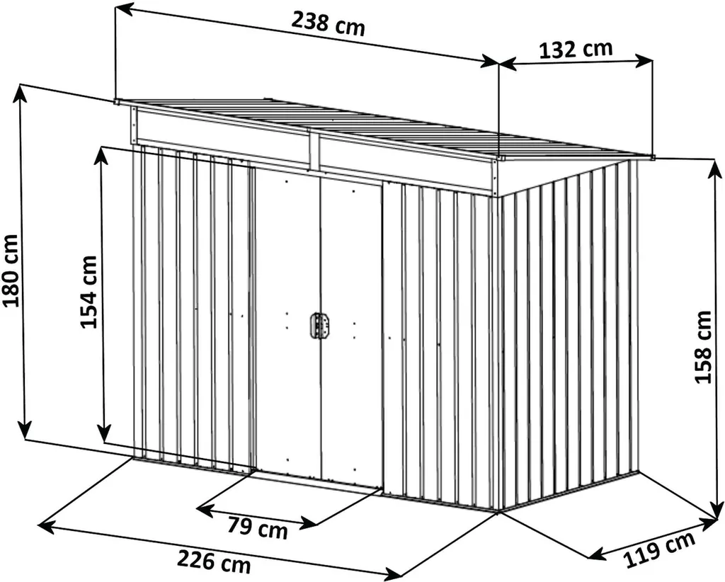 Zelsius Geräteschuppen Mit Schiebetür (B) 238 X (T) 132 X (H) 180 Cm | Anthrazit 4 Zelsius Geräteschuppen Mit Schiebetür (B) 238 X (T) 132 X (H) 180 Cm | Anthrazit – Bild 2