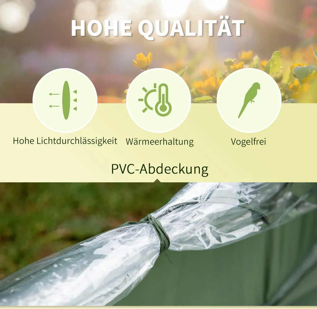 Outsunny Pop-Up Gewächshaus Mit 4 Reißverschlusstüren Treibhaus Tomatenhaus Frühbeet Stahl PVC Transparent 250 X 125 X 135 Cm 8 Outsunny Pop-Up Gewächshaus Mit 4 Reißverschlusstüren Treibhaus Tomatenhaus Frühbeet Stahl PVC Transparent 250 X 125 X 135 Cm – Bild 6