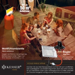 KESSER® Gasheizer Heizstrahler Gas Aufsatz Strahler Inkl. Piezo Zündung Schlauch & Regler Flaschenhalterung Gasheizstrahler Aufsatzheizstrahler Betrieben Mit Propan - Gas Für 5 Kg Oder 11 Kg Flaschen, Farbe:Silber -Günstiges Laube Lust Geschäft 65e83316b353de08b3f048ee461c4038