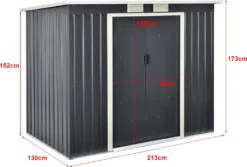Gartenschuppen 213x130x173cm Aus Metall Gerätehaus Mit Metallrahmen Dunkelgrau -Günstiges Laube Lust Geschäft 66554361e609b1881688ceda56b0d0f9