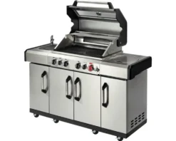 Gasgrill Enders Kansas II Pro 4 SIK Profi Turbo 153 X 64 X 118 Cm 4 Brenner + Rückbrenner + Seitenbrenner Silber Inkl. Deckelthermometer, Fettauffangschale, Grillrost, Hochleistungshitzezone, Warmhalterost, Seitenablage Grillrost -Günstiges Laube Lust Geschäft 66d25985236086f75ab48432e63870a4