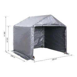Outsunny Foliengerätehaus, Gerätehaus Im Garten, Foliengarage, Galvanisierter Stahl, PE, Grau 2 X 2 X 2 M -Günstiges Laube Lust Geschäft 66d4f601715264452207bb2c9952343e