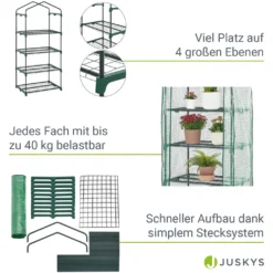 Juskys Foliengewächshaus Aufrollbare Tür – Kompaktes Gewächshaus Für Pflanzen - Stabiles Balkon Treibhaus Mit 4 Ebenen, Großem Eingang, PE-Abdeckung 20 Juskys Foliengewächshaus Aufrollbare Tür – Kompaktes Gewächshaus Für Pflanzen - Stabiles Balkon Treibhaus Mit 4 Ebenen, Großem Eingang, PE-Abdeckung -Günstiges Laube Lust Geschäft 66f748887642ed2175bb57c6d284c155