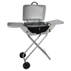2in1 50mbar - GASGRILL Tischgrill - Standgrill Mit Deckel Und Standfuß | Faltbar | 2 Räder | Grill BBQ - Standgasgrill - CampingGrill Klappgrill - BalkonGrill - PartyGrill - Kleiner Grill Für Den Flexiblen Einsatz Auf Festivals, Auf Terrasse/Bal