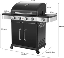 El Fuego Gasgrill / Grillwagen Burlington 4 Brenner +1 Seitenbrenner, Grillfäche 70x42cm 27 El Fuego Gasgrill / Grillwagen Burlington 4 Brenner +1 Seitenbrenner, Grillfäche 70x42cm -Günstiges Laube Lust Geschäft 6746e1992fcc7a7d348de2a319ccd71f