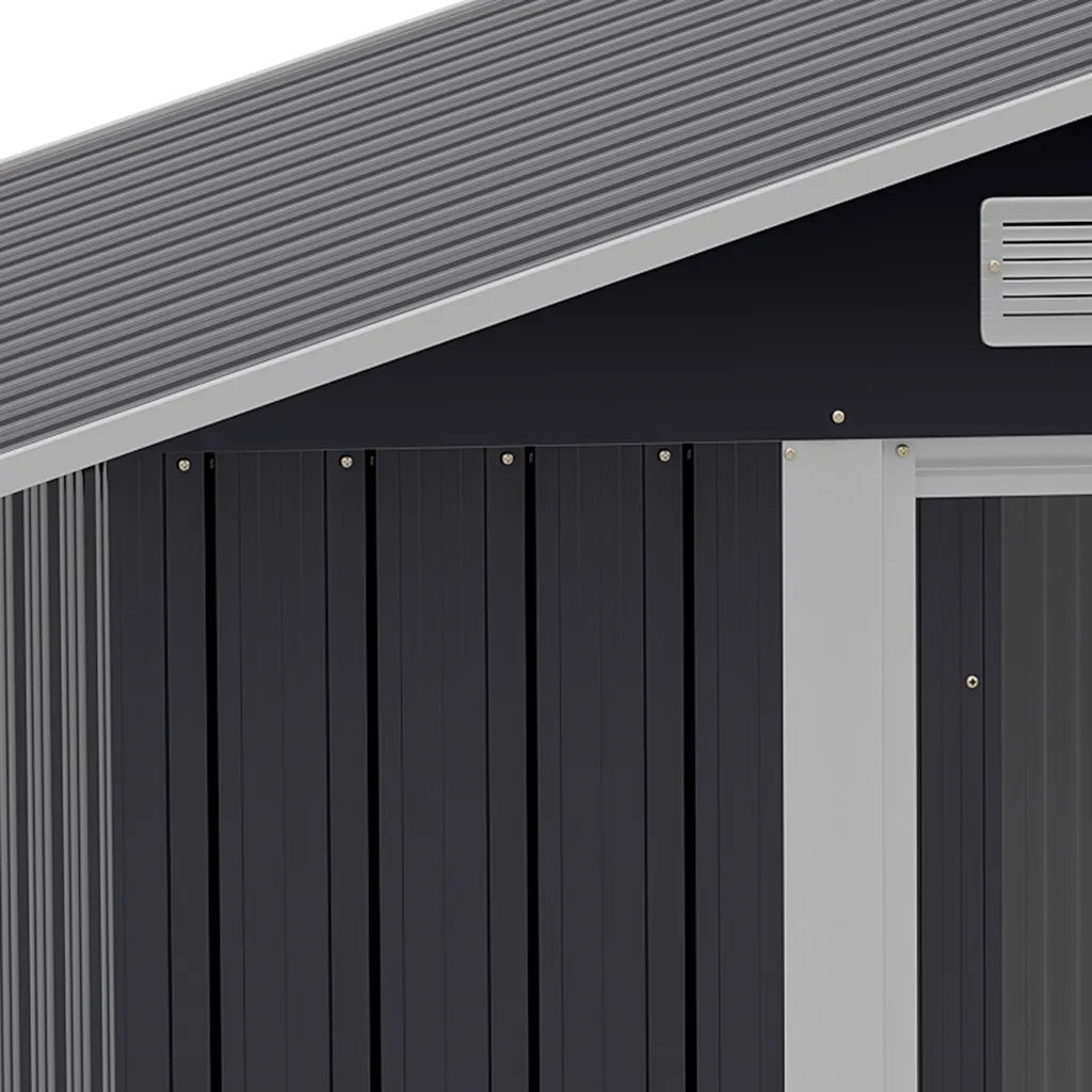 Outsunny Gerätehaus Mit 2 Schiebetüren Metall Gartenhaus 2,6 M² Geräteschuppen Verzinkter Stahl Dunkelgrau 195,5 X 153 X 188 Cm 9 Outsunny Gerätehaus Mit 2 Schiebetüren Metall Gartenhaus 2,6 M² Geräteschuppen Verzinkter Stahl Dunkelgrau 195,5 X 153 X 188 Cm – Bild 7