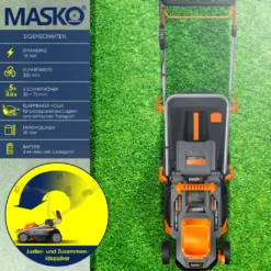 MASKO® Akku Rasenmäher ECO-X10 Inkl. Akkus Li-Ion Batterie 4 Ah & Doppel-Ladegerät – Rasentrimmer Schnittbreite, 25-75mm Schnitthöhenverstellung , Farbe:Schwarz / Orange, Größe:Schnittbreite 33cm 10 MASKO® Akku Rasenmäher ECO-X10 Inkl. Akkus Li-Ion Batterie 4 Ah & Doppel-Ladegerät – Rasentrimmer Schnittbreite, 25-75mm Schnitthöhenverstellung , Farbe:Schwarz / Orange, Größe:Schnittbreite 33cm -Günstiges Laube Lust Geschäft 68db8e2d6b5e10f0e1a682660208d97c