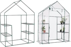 COSTWAY Gewächshaus Mit Regalen & Reißverschlüssen, Treibhaus UV-beständig Foliengewächshaus, 143x73x195cm, Transparent -Günstiges Laube Lust Geschäft 6a6adad7f59b24a273f90741f69d9408