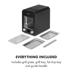 Klarstein Hannibal Hochtemperaturgrill , Indoor-Grillgerät , Leistung: 2.200 Watt , Temperatur: 200- 850 °C , Infrarot-Heizelement , CharForce System , Grillfläche: 18,5 X 30 Cm , LED-Display , Timer: Bis 60 Minuten , Außen- Und Innengehäuse Aus Edelstahl , Schwarz -Günstiges Laube Lust Geschäft 6a73c5361f5e37f907963ea8a8f850c4