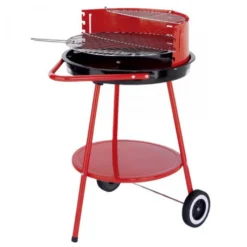 Dreibein Grill Rundgrill Dreibeingestell Holzkohlgrill 80cm Stahl Grillen Rot Warmhalterost
