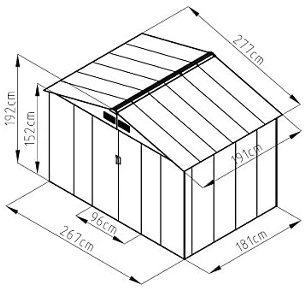 COSTWAY Metall Gerätehaus Mit Satteldach Fundament & Schiebetür 277x191x192cm Geräteschuppen Gartenhaus Metallschuppen Dunkelgrau 7 COSTWAY Metall Gerätehaus Mit Satteldach Fundament & Schiebetür 277x191x192cm Geräteschuppen Gartenhaus Metallschuppen Dunkelgrau – Bild 5