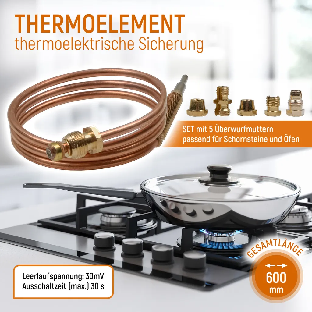 Thermoelement 600 Mm Universal Mit 5 Adaptern Für Gasgrill Gasherd 4 Thermoelement 600 Mm Universal Mit 5 Adaptern Für Gasgrill Gasherd – Bild 2