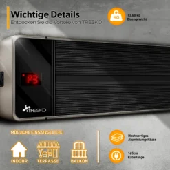 TRESKO® Dunkelheizstrahler 3200 Watt Infrarot Heizstrahler Schwarzstrahler Terrassenstrahler Schwarz IRD -Günstiges Laube Lust Geschäft 6c1c975192e7b98be09a59c56a648de4