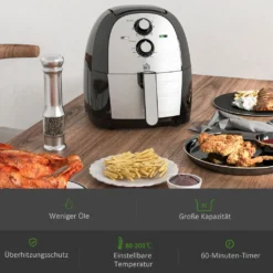 HOMCOM Luftfritteuse Frittierkorb 5L 1700W Heißluftfritteuse Zum Frittieren Grillen Braten Backen Ohne Fett PP Aluminium Silber+Schwarz 38,5 X 30,7 X 33,1 Cm -Günstiges Laube Lust Geschäft 6c595ac5554e87d32c398989dc05788f