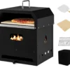 COSTWAY 4-in-1 Pizzaofen, Outdoor-Grill, Holzbefeuerter Pizza Ofen Mit Wasserdichter Abdeckung, Pizzastein, Pizzaschaufel Und Grillrost, Tragbarer Gartenofen Für Garten, Camping, Party -Günstiges Laube Lust Geschäft 6cc1d099f2960fef6fe3973a7fcc6080