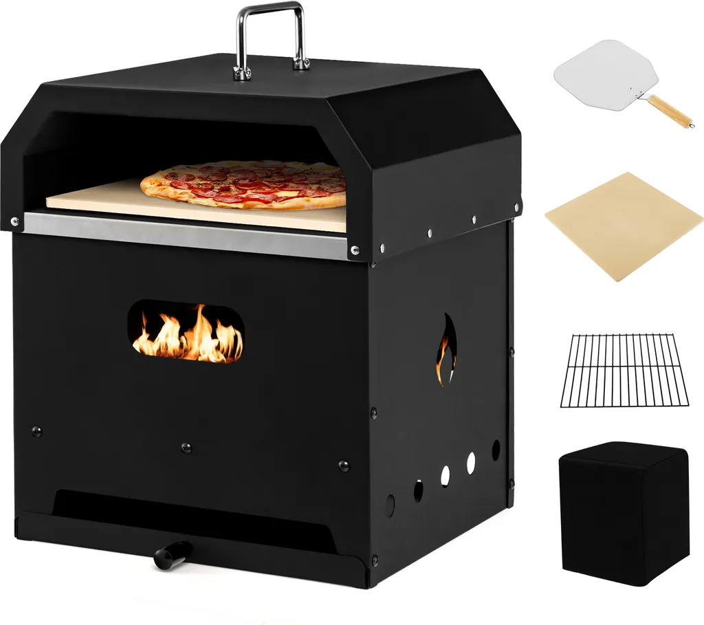 COSTWAY 4-in-1 Pizzaofen, Outdoor-Grill, Holzbefeuerter Pizza Ofen Mit Wasserdichter Abdeckung, Pizzastein, Pizzaschaufel Und Grillrost, Tragbarer Gartenofen Für Garten, Camping, Party 3 COSTWAY 4-in-1 Pizzaofen, Outdoor-Grill, Holzbefeuerter Pizza Ofen Mit Wasserdichter Abdeckung, Pizzastein, Pizzaschaufel Und Grillrost, Tragbarer Gartenofen Für Garten, Camping, Party