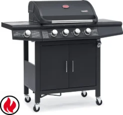 TAINO RED 4+1 Gasgrill Schwarz 4 Edelstahl Brenner Seitenkocher - Weiterentwicklung Des TAINO 4+1 PRO