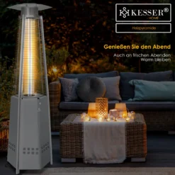 KESSER® Heizstrahler Pyramide Für Terrasse Terrassenheizer Gas 12,5 KW Gasheizstrahler Gasheizer , Wärmestrahler, Heizgerät, Inkl. Schutzhülle , Mit Gasschlauch Druckminderer , Wärmeabzug Edelstahl , Farbe:Grau -Günstiges Laube Lust Geschäft 6f0c5a773d6e8771e679d7f4a2b87048