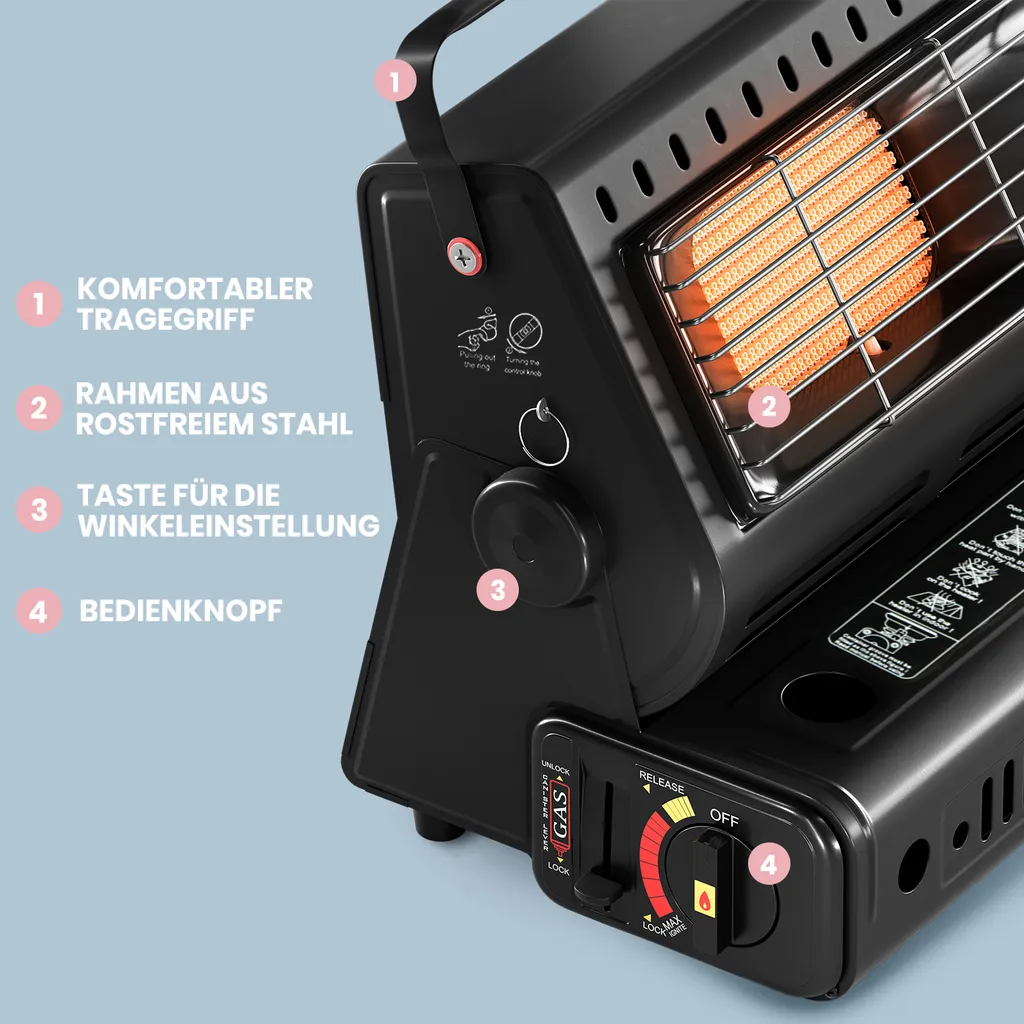 Tragbare Gasheizung 1,3 KW Für Outdoor, Zeltheizung, Mobile Gasheizung, Camping Heizung, Gasheizer, Gas Heizungen, Gasstrahler, Campingheizer, Mini Gasheizung, Heizstrahler Ohne Gaskartusche 7 Tragbare Gasheizung 1,3 KW Für Outdoor, Zeltheizung, Mobile Gasheizung, Camping Heizung, Gasheizer, Gas Heizungen, Gasstrahler, Campingheizer, Mini Gasheizung, Heizstrahler Ohne Gaskartusche – Bild 5