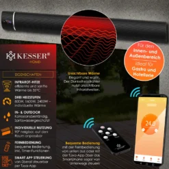 KESSER® Dunkelheizstrahler Heizstrahler Mit Fernbedienung & WiFi APP Terrassenheizer Infrarot-Heizstrahler Wand-Heizstrahler Schwarzstrahler Quarzstrahler Terrassenstrahler Balkonheizer Timer, Farbe:Schwarz, Größe:2400W -Günstiges Laube Lust Geschäft 71256205366c702019f726ef978bfd0b