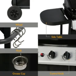 BIGHORN Gasgrill 2 Brenner Mit Seitenablage, Grillwagen Mit Räder, Warmhalte- Und Grillrost -Günstiges Laube Lust Geschäft 729e15a557fd231df68cdf96bb94dc56