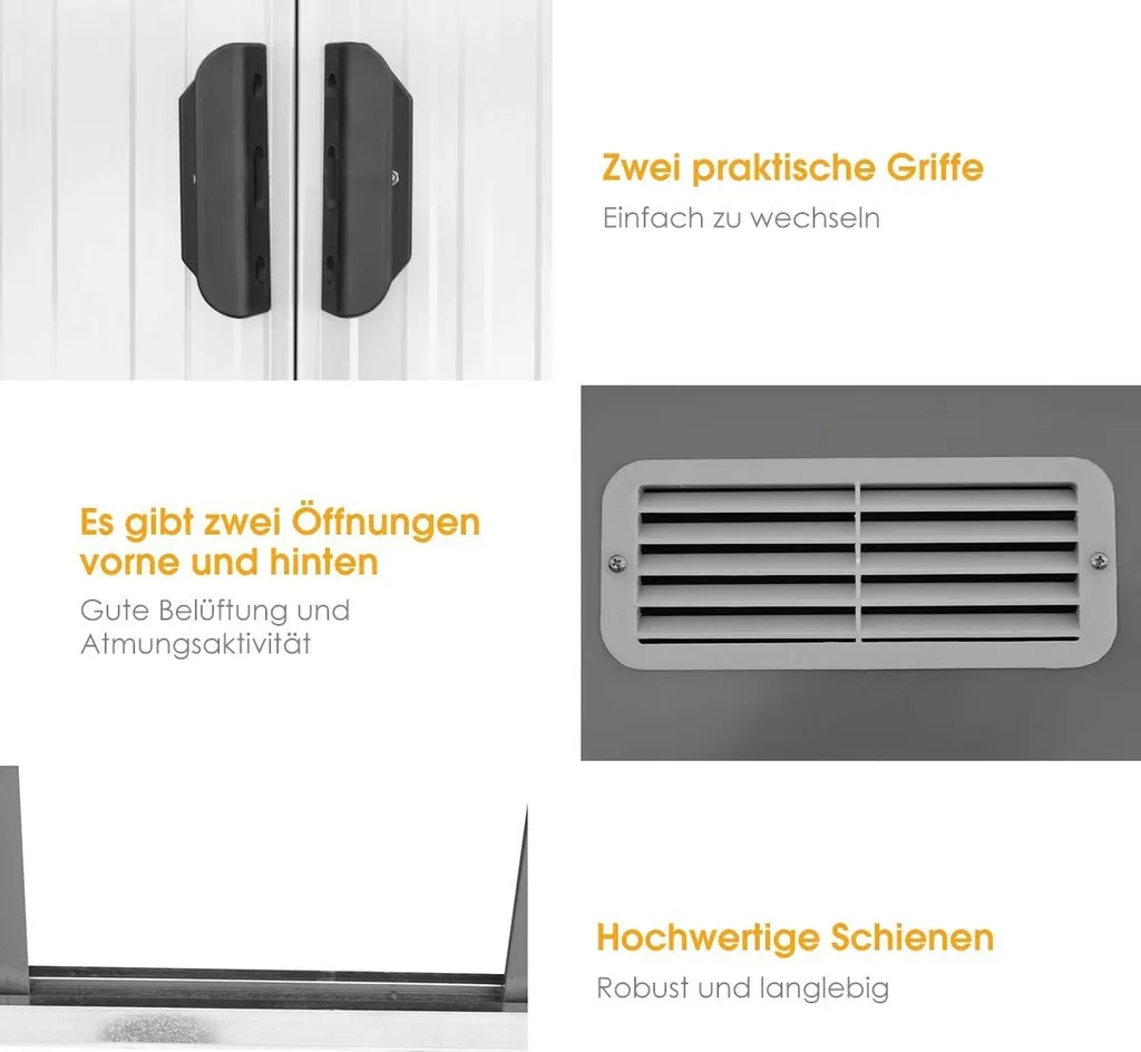 COSTWAY Gerätehaus Metall Gartenhaus 5m³ 238x131x181cm Mit 2 Schiebetüren Gartenhaus Geräteschuppen Für Outdoor & Garten 6 COSTWAY Gerätehaus Metall Gartenhaus 5m³ 238x131x181cm Mit 2 Schiebetüren Gartenhaus Geräteschuppen Für Outdoor & Garten – Bild 4