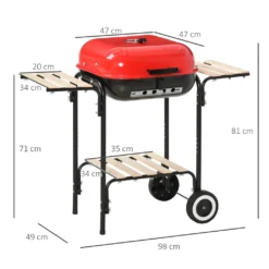Outsunny Kohlegrill Grillwagen Grillstation Standgrill Mit Windschutz 3 X Ablagefach Metall Rot 98 X 49 X 81 Cm -Günstiges Laube Lust Geschäft 741de39da521b7a589ee919c0bad9bed
