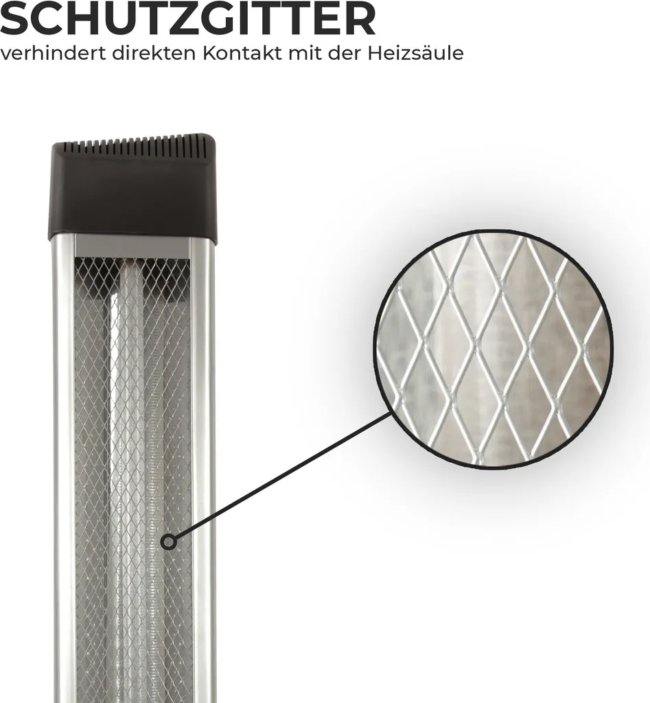Standheizstrahler Infrarot 2000W Elektro Terrassen Wärmestrahler Infrarotstrahler Für Innen- & Außenbereich IP34 Turm Heizstrahler Heizpilz 8 Standheizstrahler Infrarot 2000W Elektro Terrassen Wärmestrahler Infrarotstrahler Für Innen- & Außenbereich IP34 Turm Heizstrahler Heizpilz – Bild 6