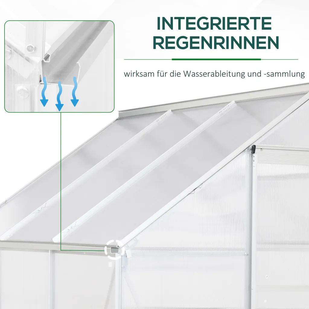 Outsunny Aluminium Gewächshaus Gartenhaus Mit Fenster Tür 193 X 187 X 205 Cm 3,6㎡ Pflanzenhaus Inkl. Fundament Treibhaus Tomatenhaus UV-, Witterungsbeständig 8 Outsunny Aluminium Gewächshaus Gartenhaus Mit Fenster Tür 193 X 187 X 205 Cm 3,6㎡ Pflanzenhaus Inkl. Fundament Treibhaus Tomatenhaus UV-, Witterungsbeständig – Bild 6