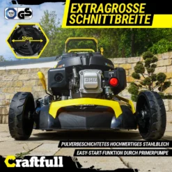 Craftfull Benzinrasenmäher CR-196-10, 53 Cm Schnittbreite, Benzin Rasenmäher Mit Radantrieb, 196 Cc, 4,4 KW / 6PS, Euro 5 Norm, 5in1, Loncin Marken Motor, GT-Markengetriebe, 8 Stufen Höhenverstellbar, 62 Liter Fangsack, Easy-Clean-Funktion 13 Craftfull Benzinrasenmäher CR-196-10, 53 Cm Schnittbreite, Benzin Rasenmäher Mit Radantrieb, 196 Cc, 4,4 KW / 6PS, Euro 5 Norm, 5in1, Loncin Marken Motor, GT-Markengetriebe, 8 Stufen Höhenverstellbar, 62 Liter Fangsack, Easy-Clean-Funktion -Günstiges Laube Lust Geschäft 74f1d862bded1a9829b1ef4f64575257