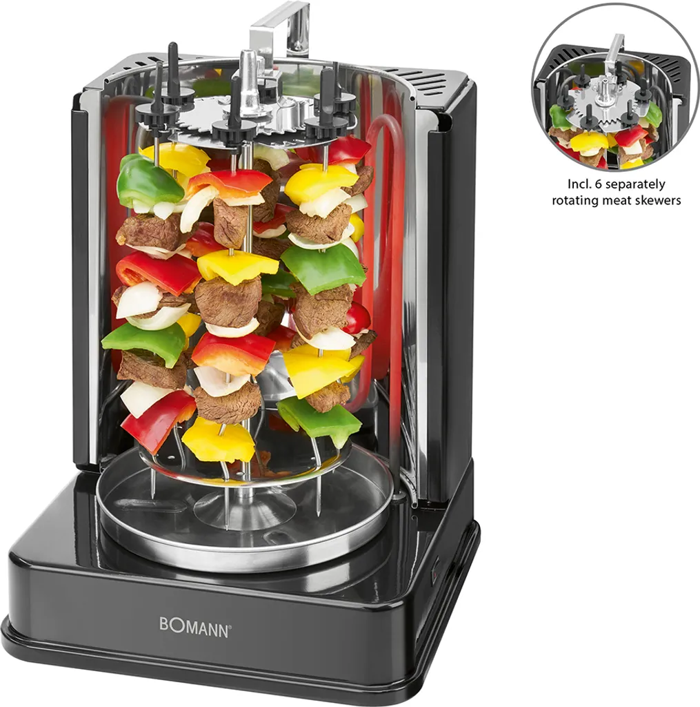 BOMANN Döner Vertikal Multigrill DVG 3006 Schwarz Kebab Grill Drehspieß 1400 W 8 BOMANN Döner Vertikal Multigrill DVG 3006 Schwarz Kebab Grill Drehspieß 1400 W – Bild 6