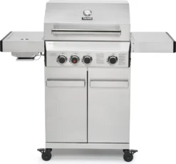 TAINO PLATINUM 3+1 Gasgrill Komplett Edelstahl 3-Brenner Silber Grillwagen BBQ Griller Piezozündung Seitenkocher Gusseisen-Roste Im Set Mit Zubehör -Günstiges Laube Lust Geschäft 77724ab3df8de7e5b0df47fe8b387be5