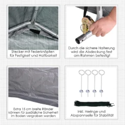 Outsunny Foliengerätehaus, Gerätehaus Im Garten, Foliengarage, Galvanisierter Stahl, PE, Grau 2 X 2 X 2 M -Günstiges Laube Lust Geschäft 788dbb36fcea0eab2d736fd9269734b1