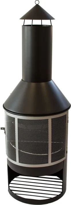 Terrassenofen Gartenkamin Mit Grill, Grillrost Und Pfanne, Grillkamin Edelstahl