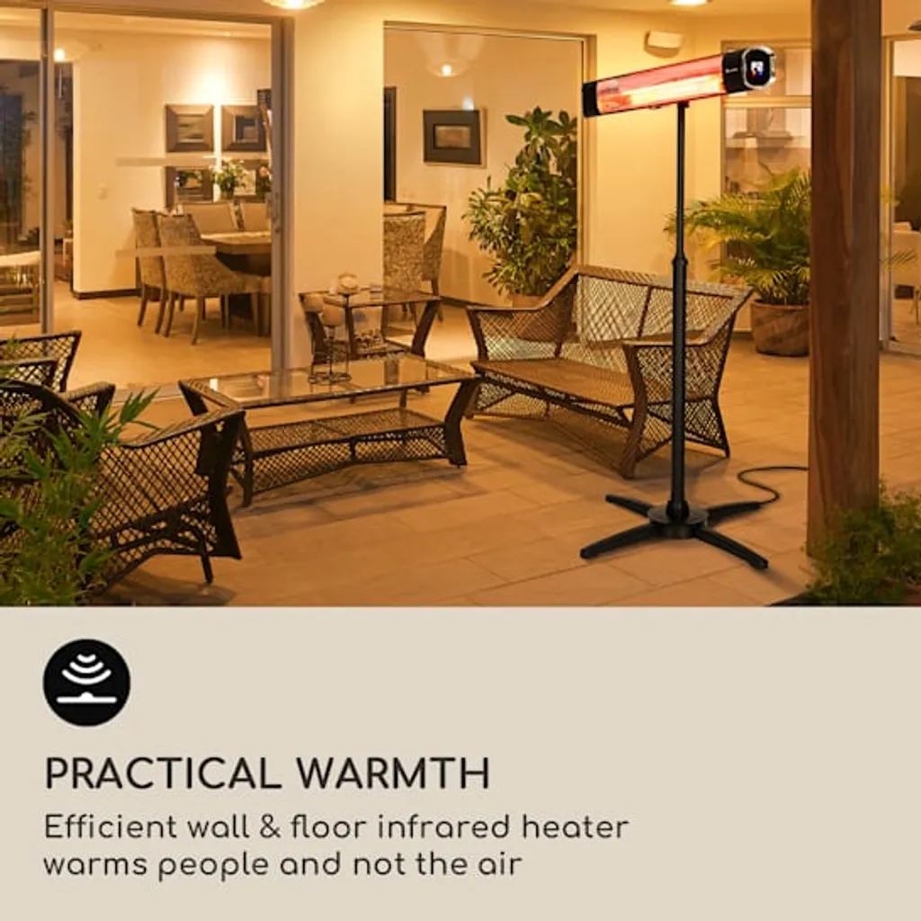 Blumfeldt Dark Wave Infrarotstrahler, Heizstrahler Terrasse, MinimalGlare Heating Tube: Goldbeschichtete Carbonröhre, 9 Heizstufen, Timer, IP65, LED-Display, Deckenheizstrahler Mit 2000 W 4 Blumfeldt Dark Wave Infrarotstrahler, Heizstrahler Terrasse, MinimalGlare Heating Tube: Goldbeschichtete Carbonröhre, 9 Heizstufen, Timer, IP65, LED-Display, Deckenheizstrahler Mit 2000 W – Bild 2