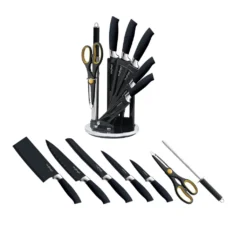 Cheffinger 8tlg. Messerständer Holzoptik Drehbar Schwarze Klingen Messerset -Günstiges Laube Lust Geschäft 7a01fc1ebb2d3491b0768031d9ad8a7e